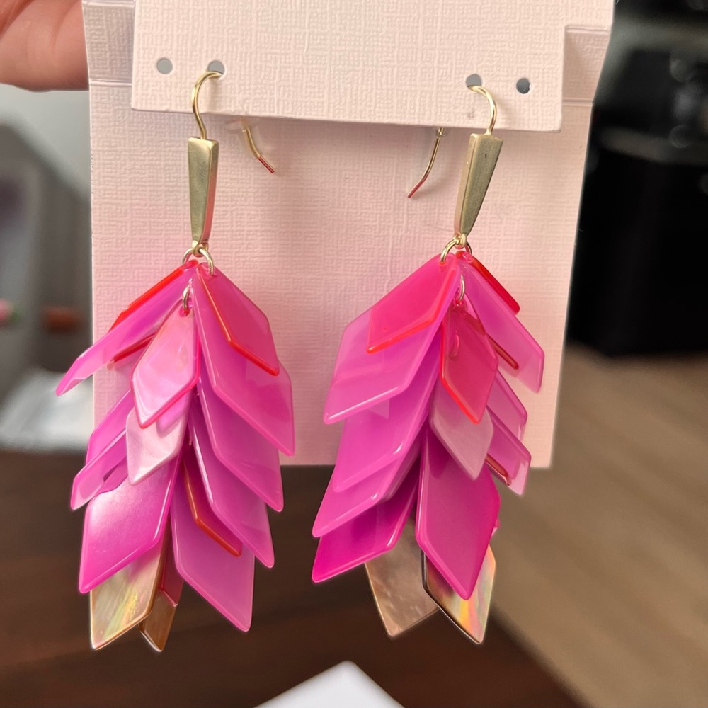 Kendra Scott Purple Leaves Gold Hinged Earrings